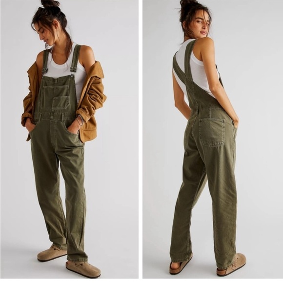 Free People Pants - Free People We The Free Ziggy Denim Overalls Army Green Medium